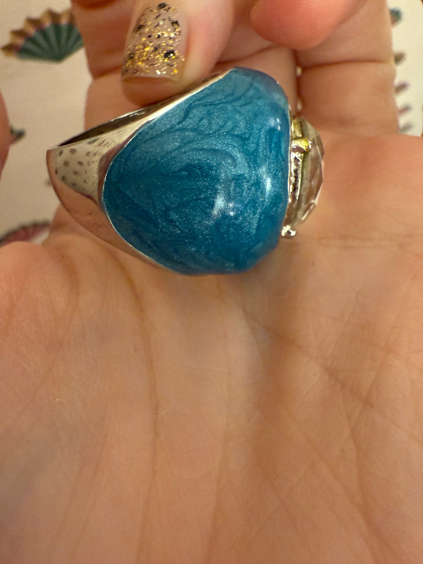 Vintage Giant Enamel Lollipop Rhinestone Ring