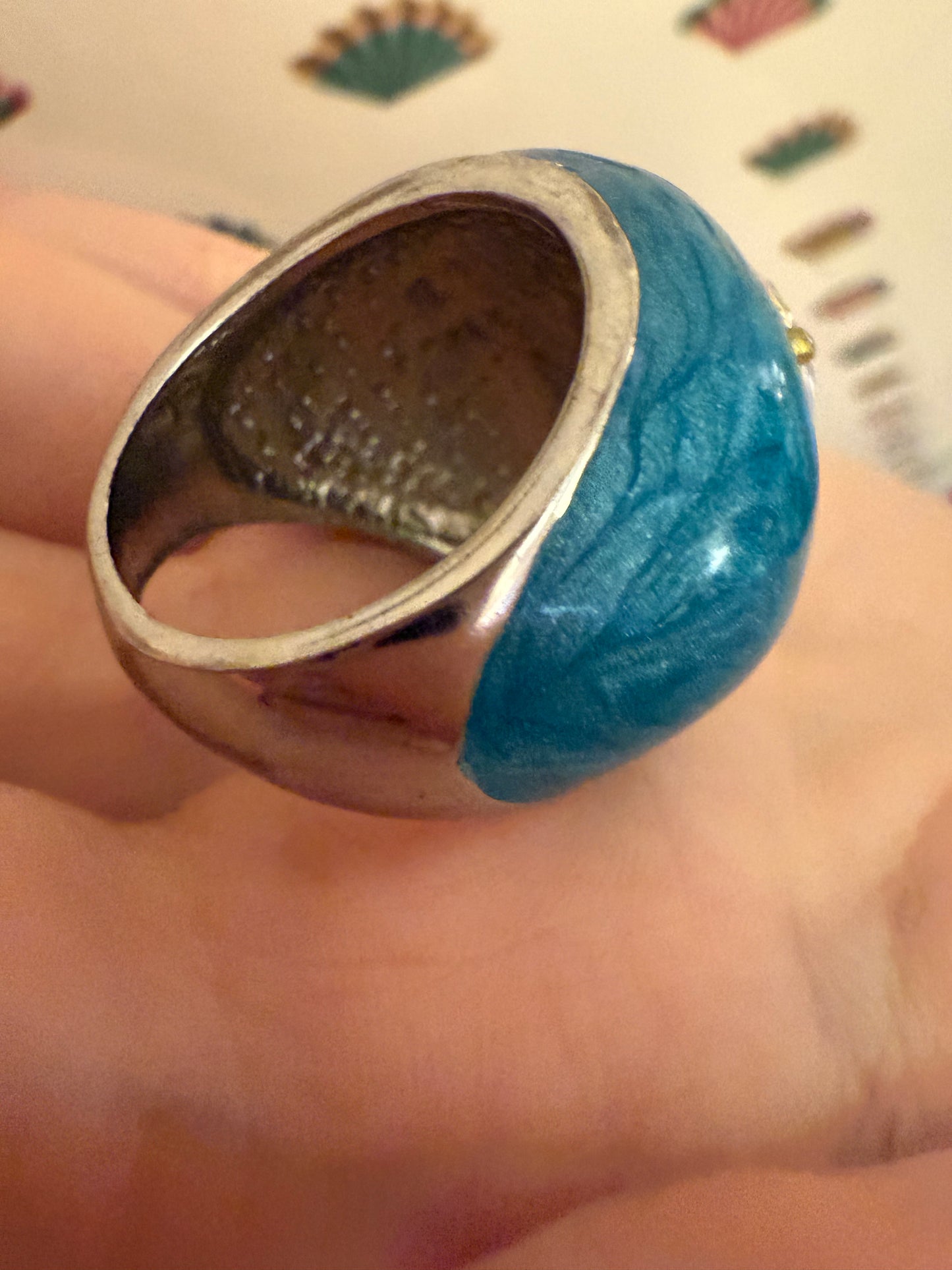 Vintage Giant Enamel Lollipop Rhinestone Ring
