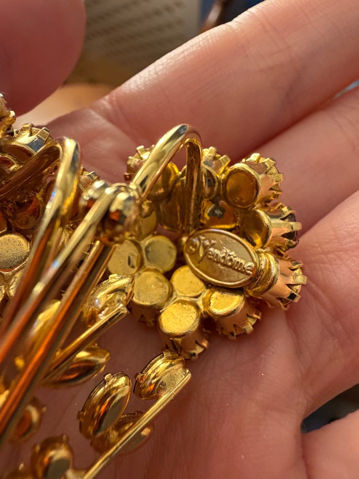 Vintage Rare Vendome Coquette Pink Flower Brooch & Earring Set