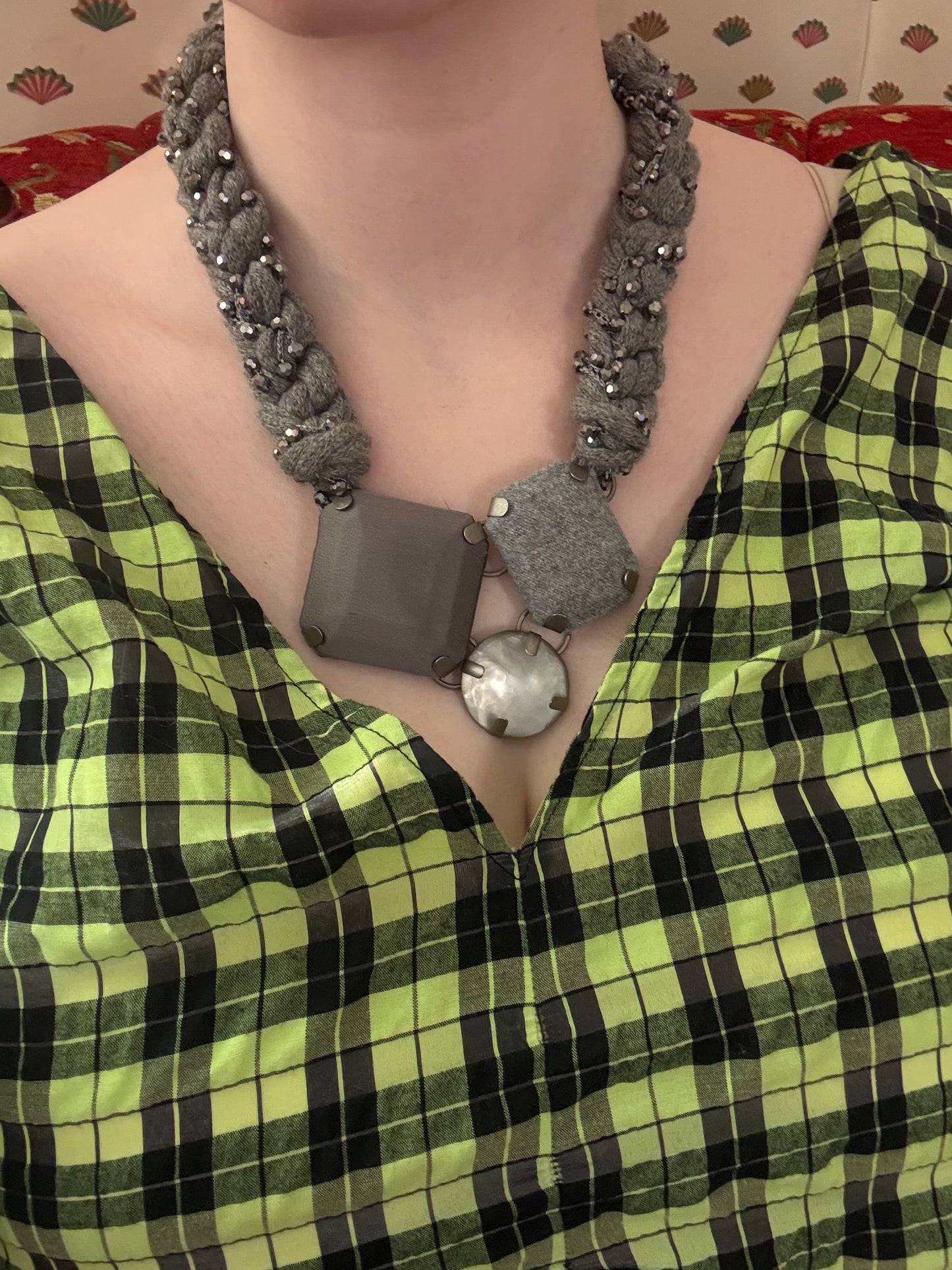 Vintage Braided Geometric Cubist Choker Necklace