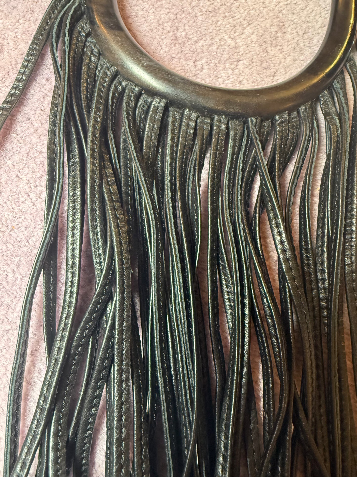 Iris Apfel's Vintage Monumental Monies Leather and Pearl Necklace