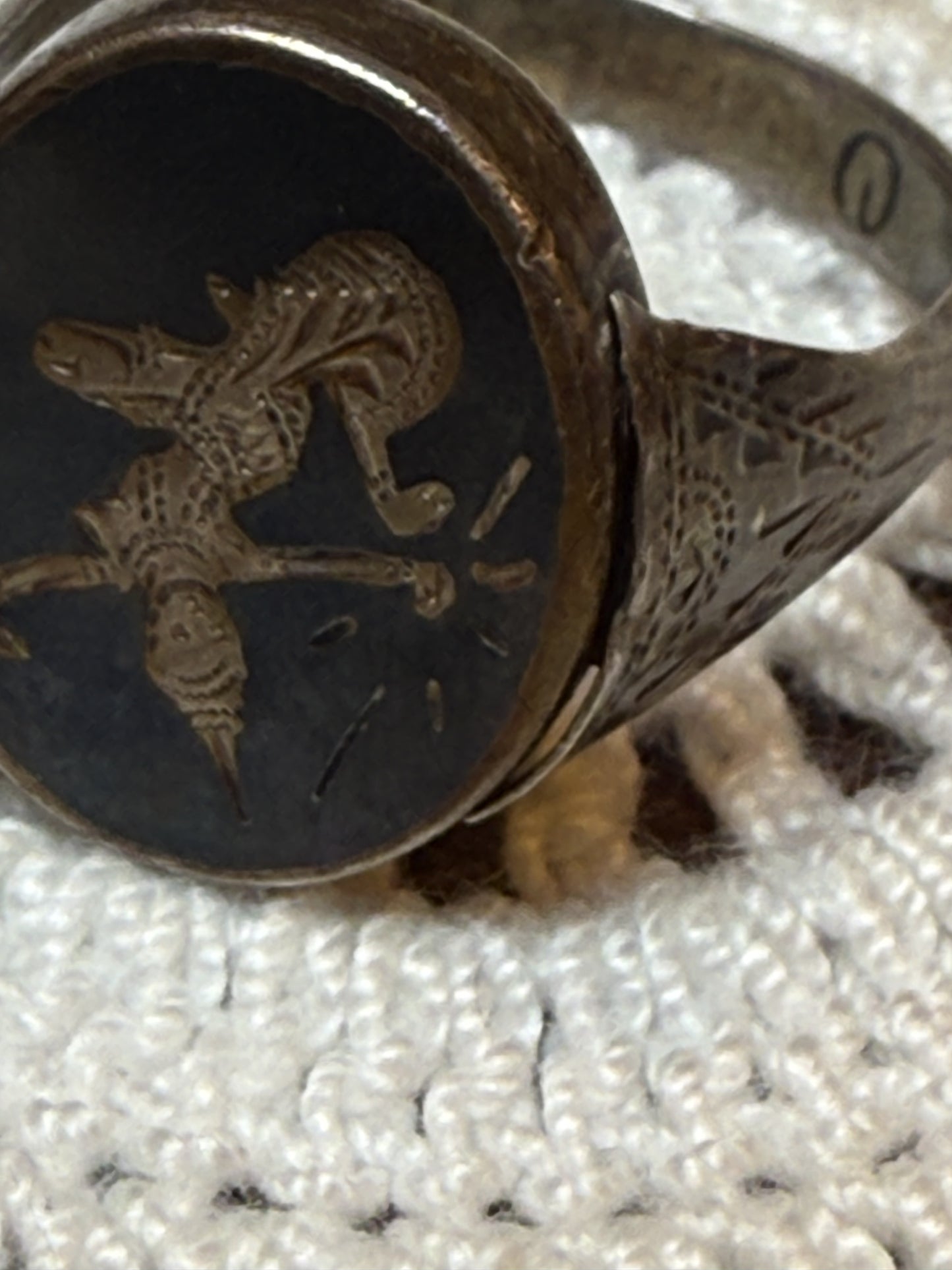 Vintage Reversible Siam Niello Silver Dancer Ring