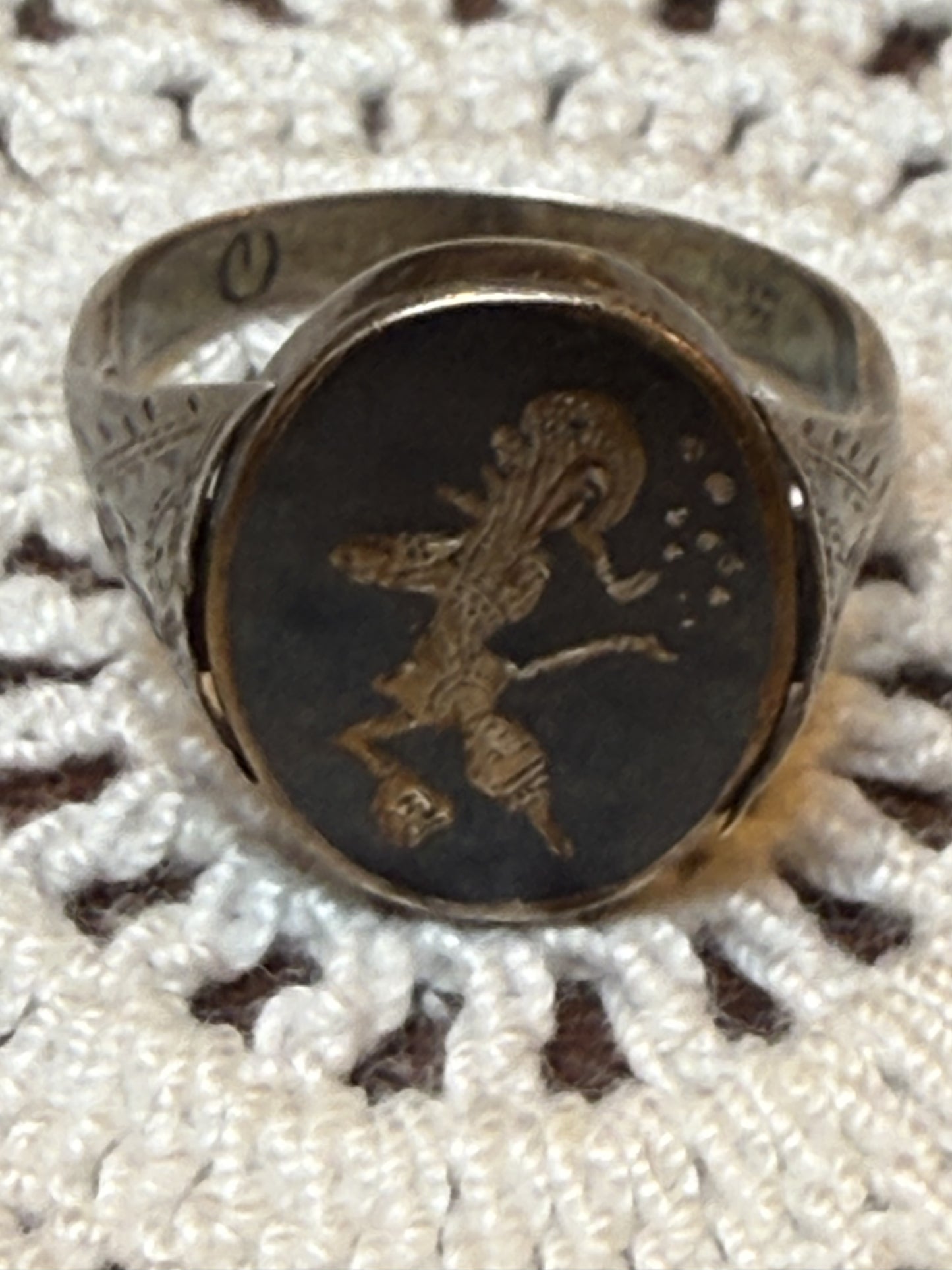 Vintage Reversible Siam Niello Silver Dancer Ring