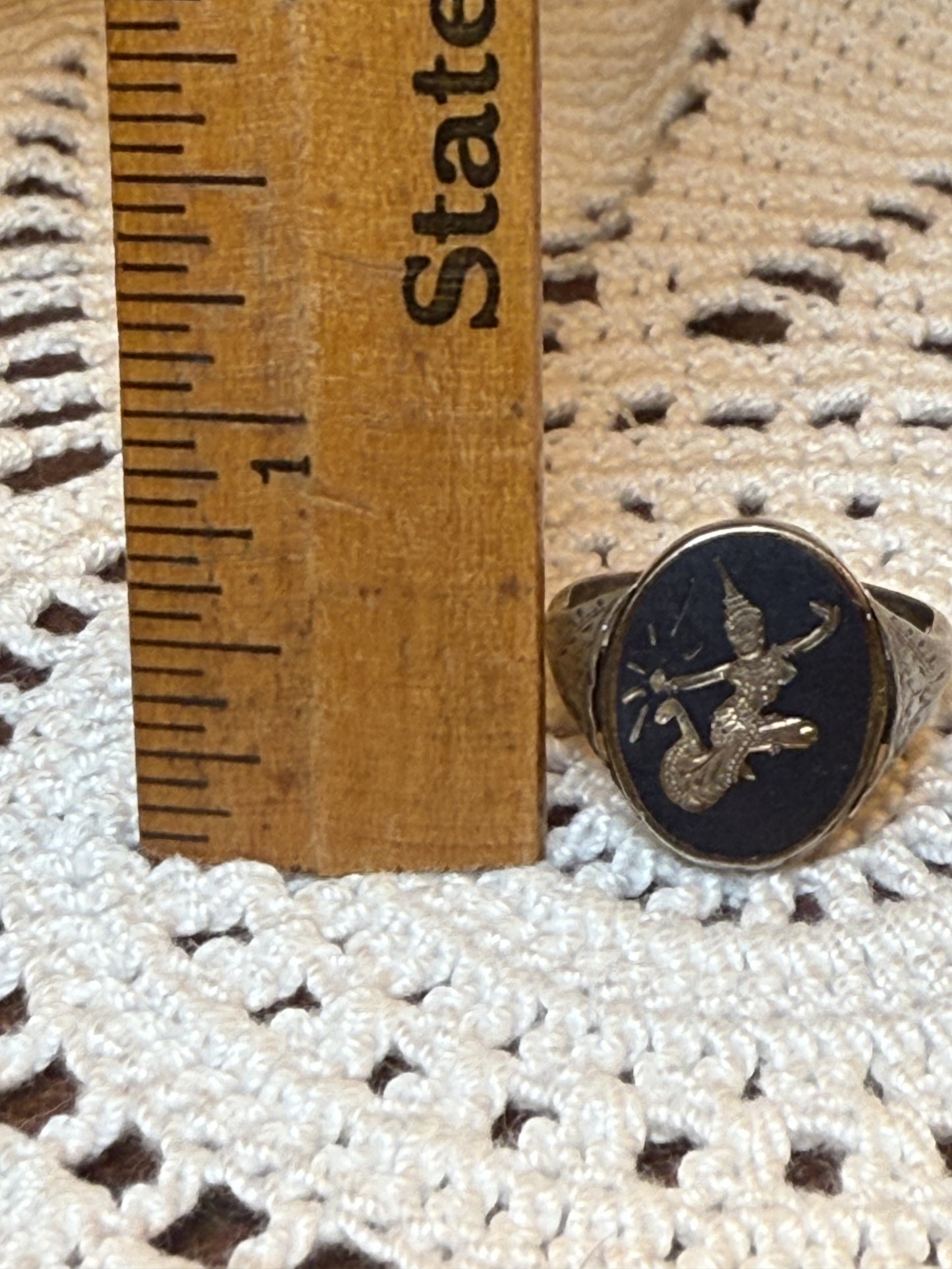 Vintage Reversible Siam Niello Silver Dancer Ring
