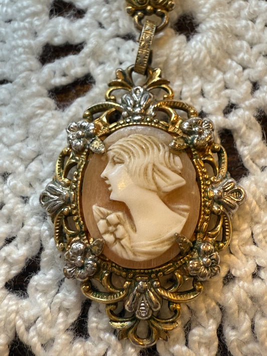 Antique Dainty Filigree Cameo Necklace
