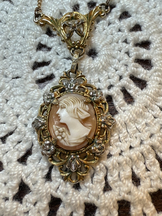 Antique Dainty Filigree Cameo Necklace