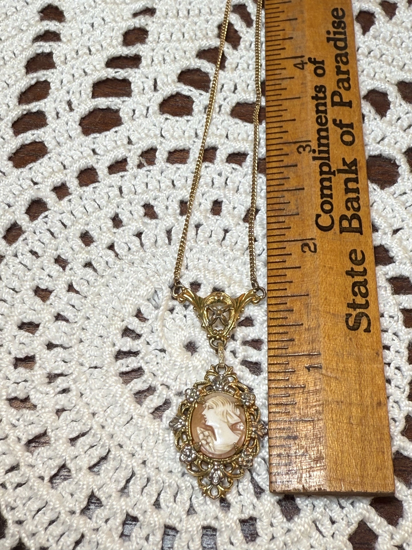 Antique Dainty Filigree Cameo Necklace