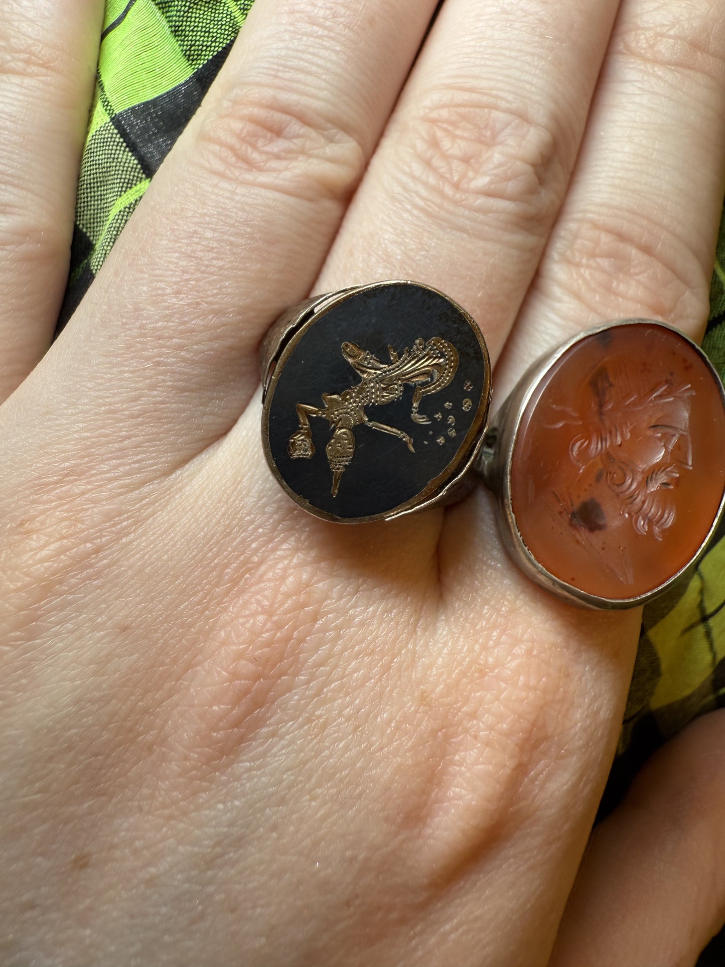 Vintage Reversible Siam Niello Silver Dancer Ring