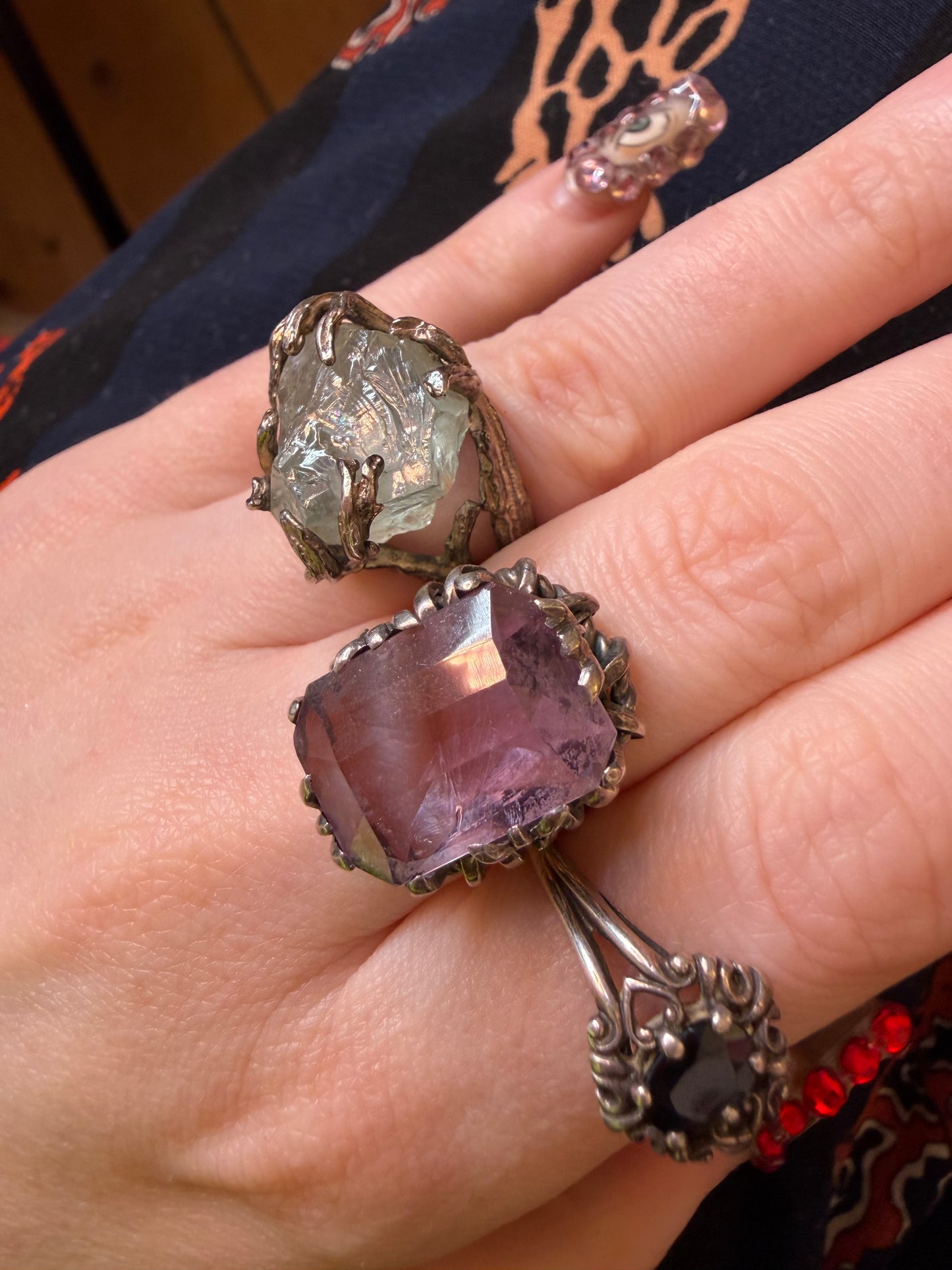 Vintage Chunky Brutalist Sterling Silver Aquamarine Ring