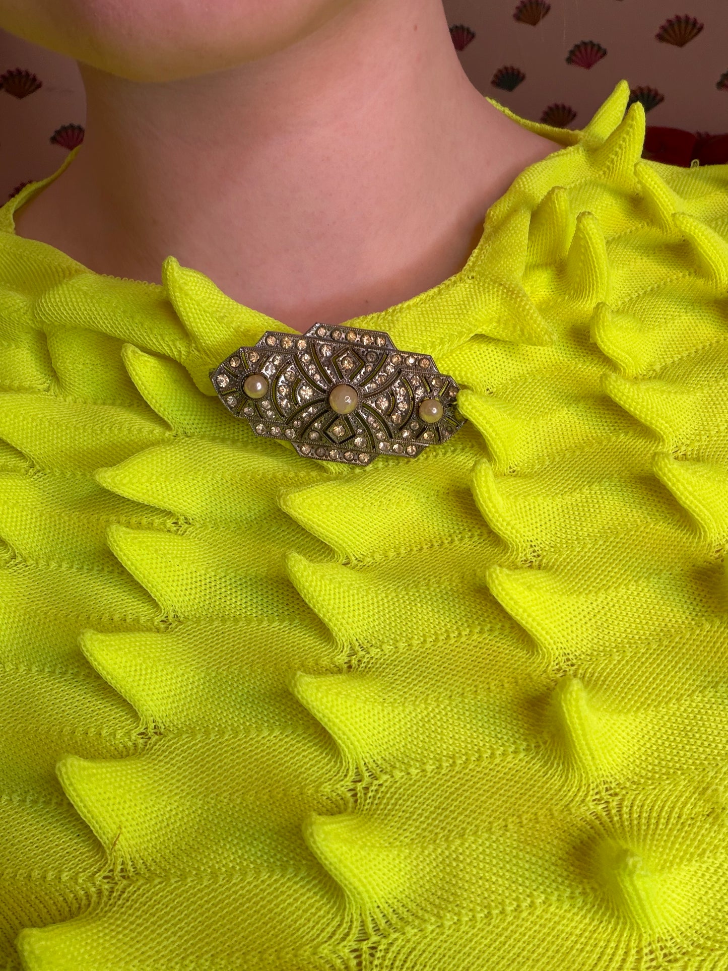 Antique Art Deco Pearl Paste Brooch