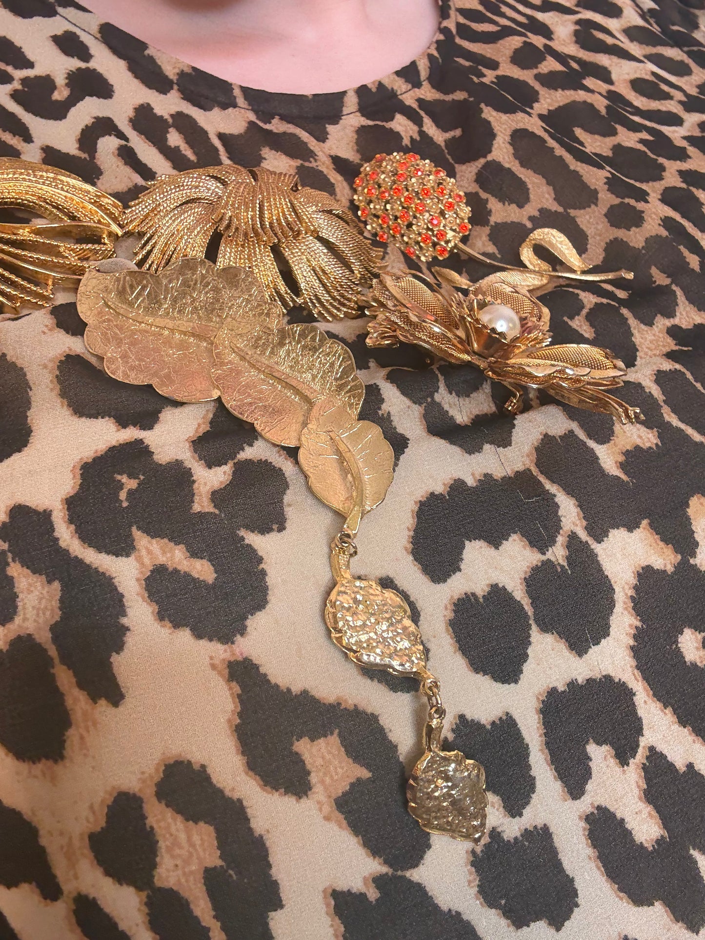 Vintage Huge Ultra Craft Articulated Leaf Brooch