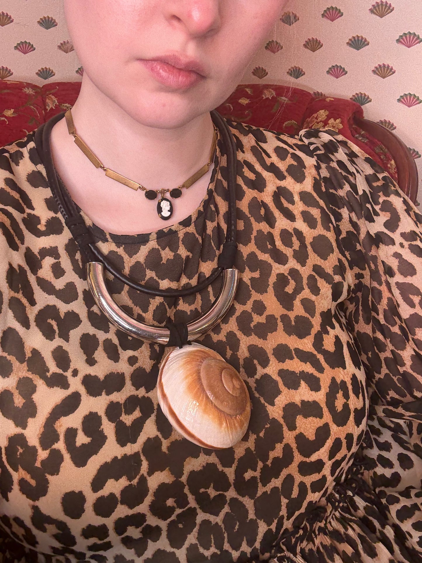 Vintage Giant Shell Silver Statement Necklace