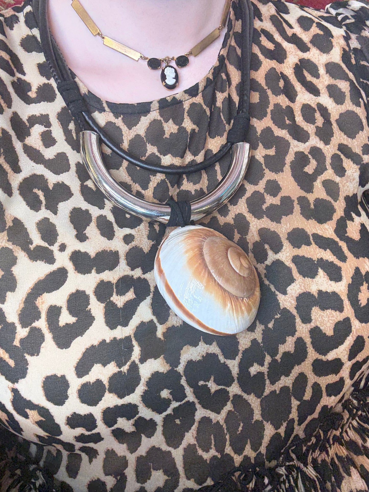 Vintage Giant Shell Silver Statement Necklace