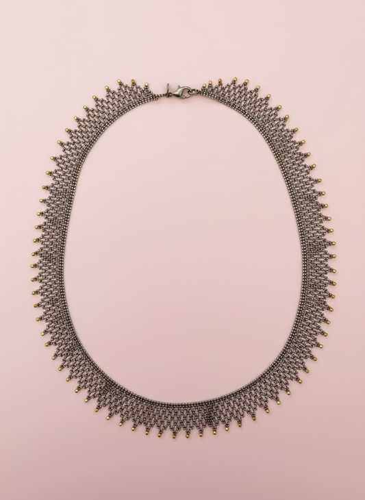 Vintage Christian Tse Platinum & 18K Gold Collar Necklace - Carmela Soprano Necklace