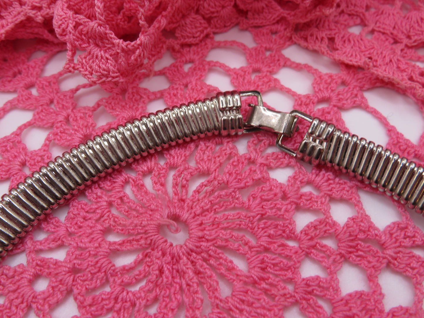 Vintage Silver Sapphire Rhinestone Tubogas Necklace