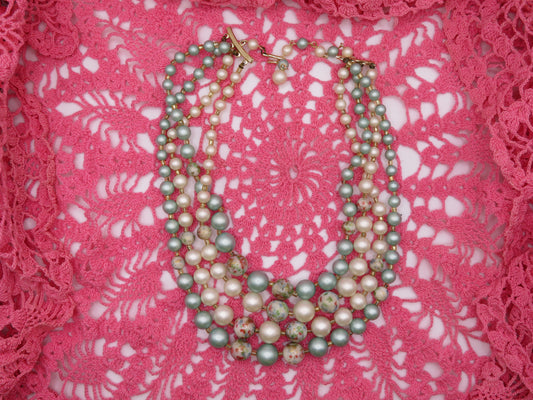 Vintage 4-Strand Pastel Candy Colored Pearls