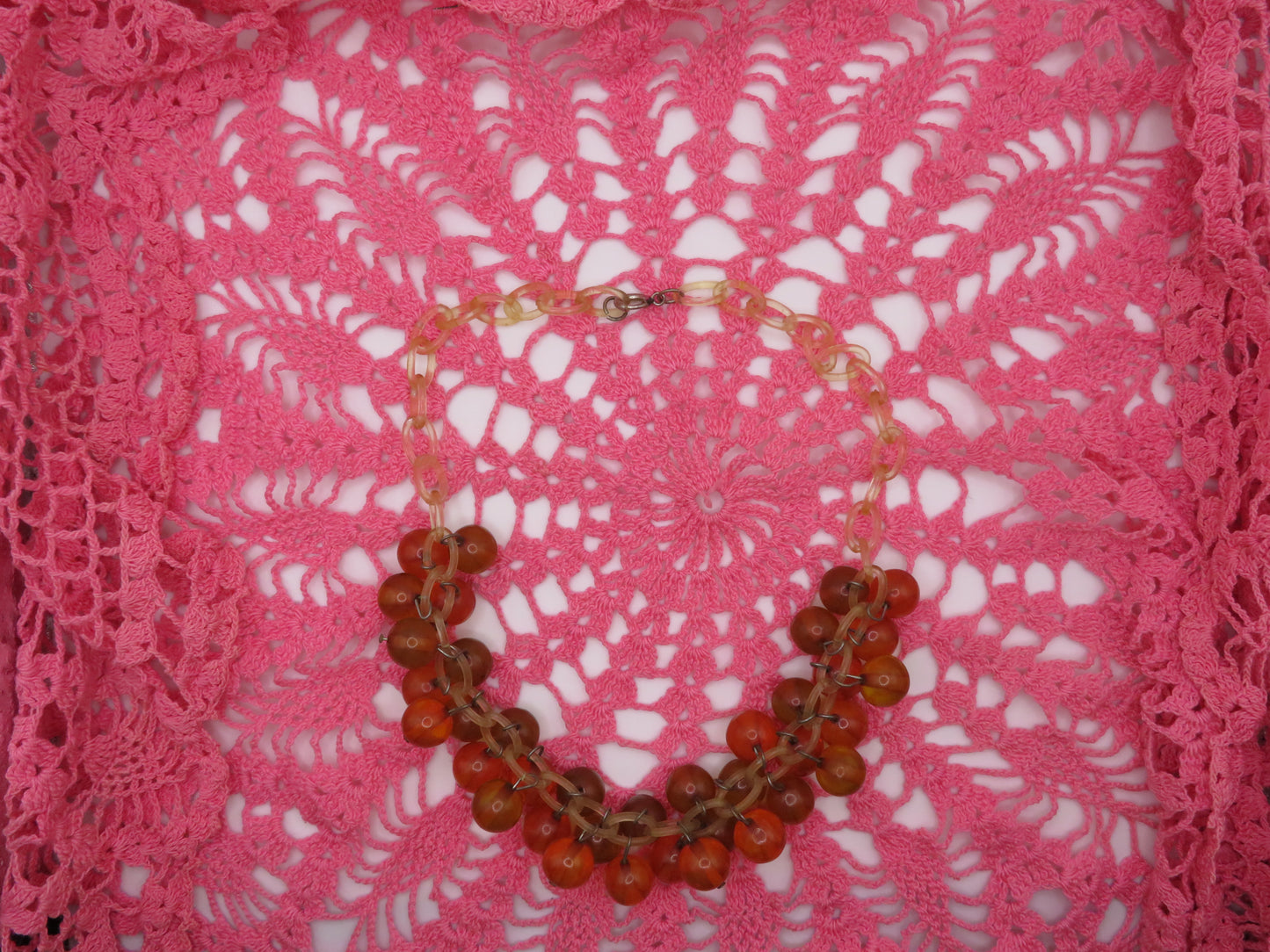 Vintage Celluloid Bakelite Apple Juice Cherry Necklace