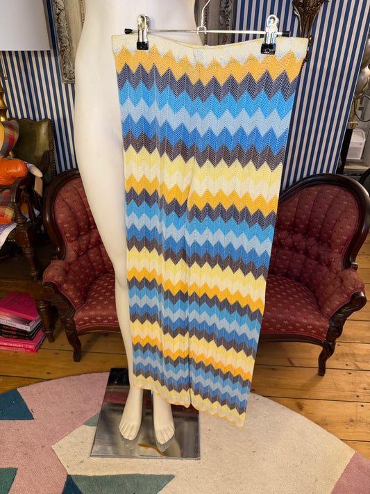 Iris Apfel's Vintage Missoni Knitted Yellow and Blue Pants