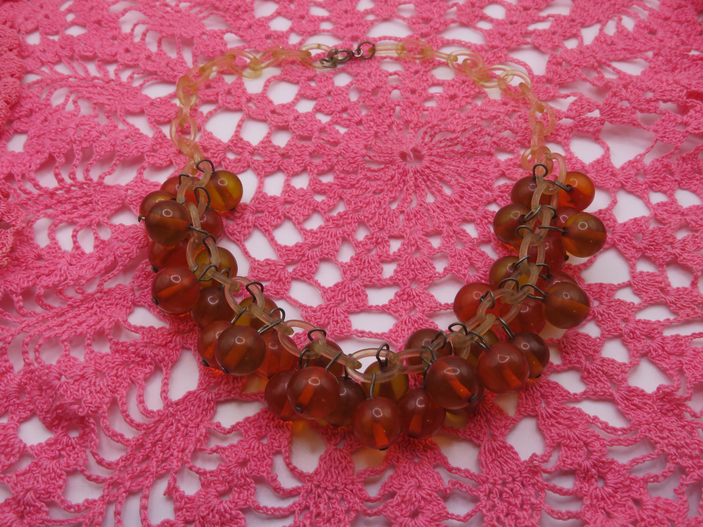 Vintage Celluloid Bakelite Apple Juice Cherry Necklace