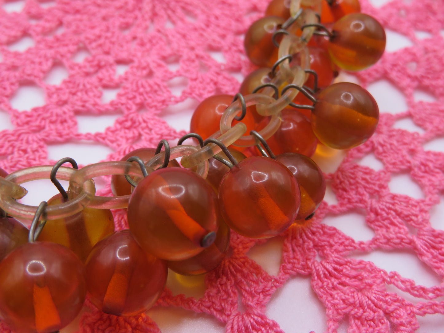 Vintage Celluloid Bakelite Apple Juice Cherry Necklace