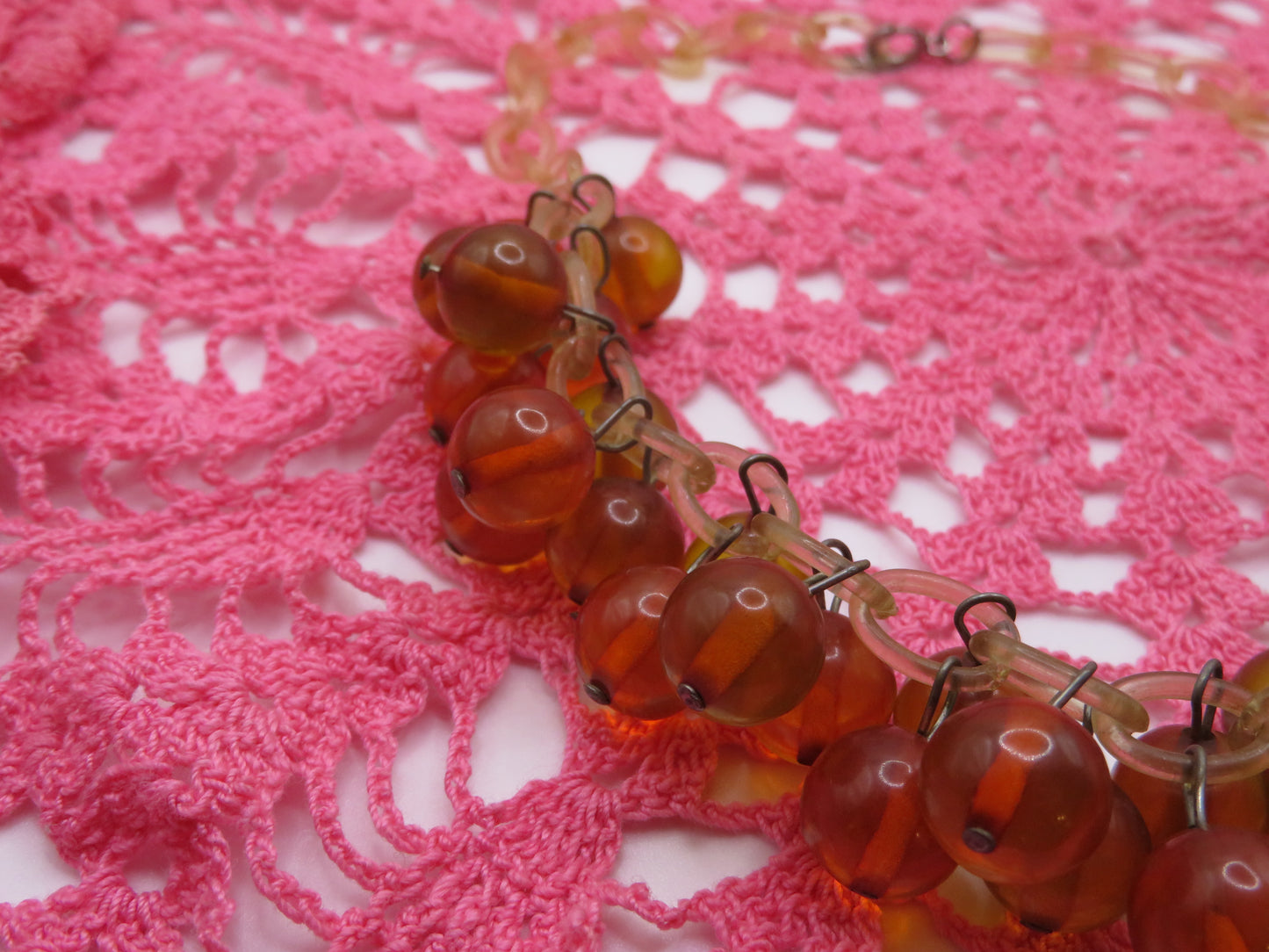 Vintage Celluloid Bakelite Apple Juice Cherry Necklace