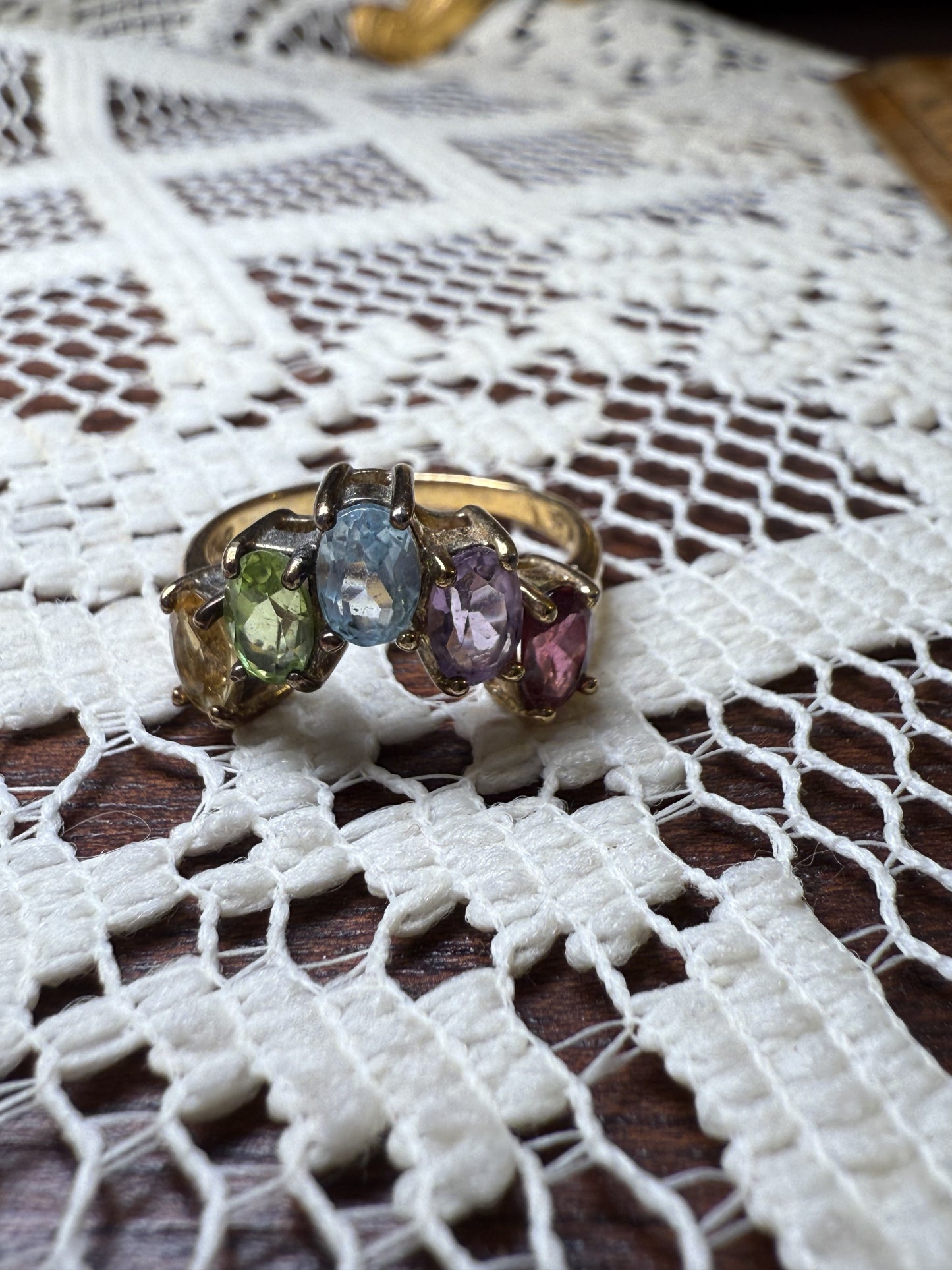 Vintage Gold Gemstone Stacker Ring