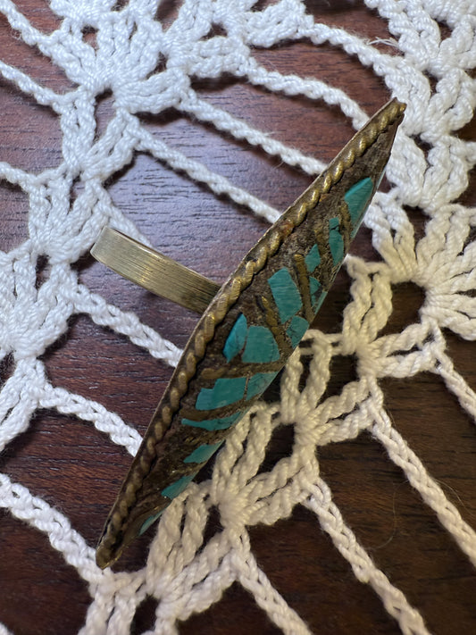 Vintage Oversized Huge Painted Wooden Ring