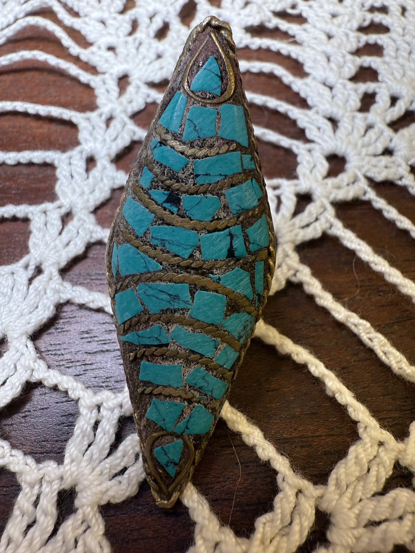 Vintage Oversized Huge Painted Wooden Ring