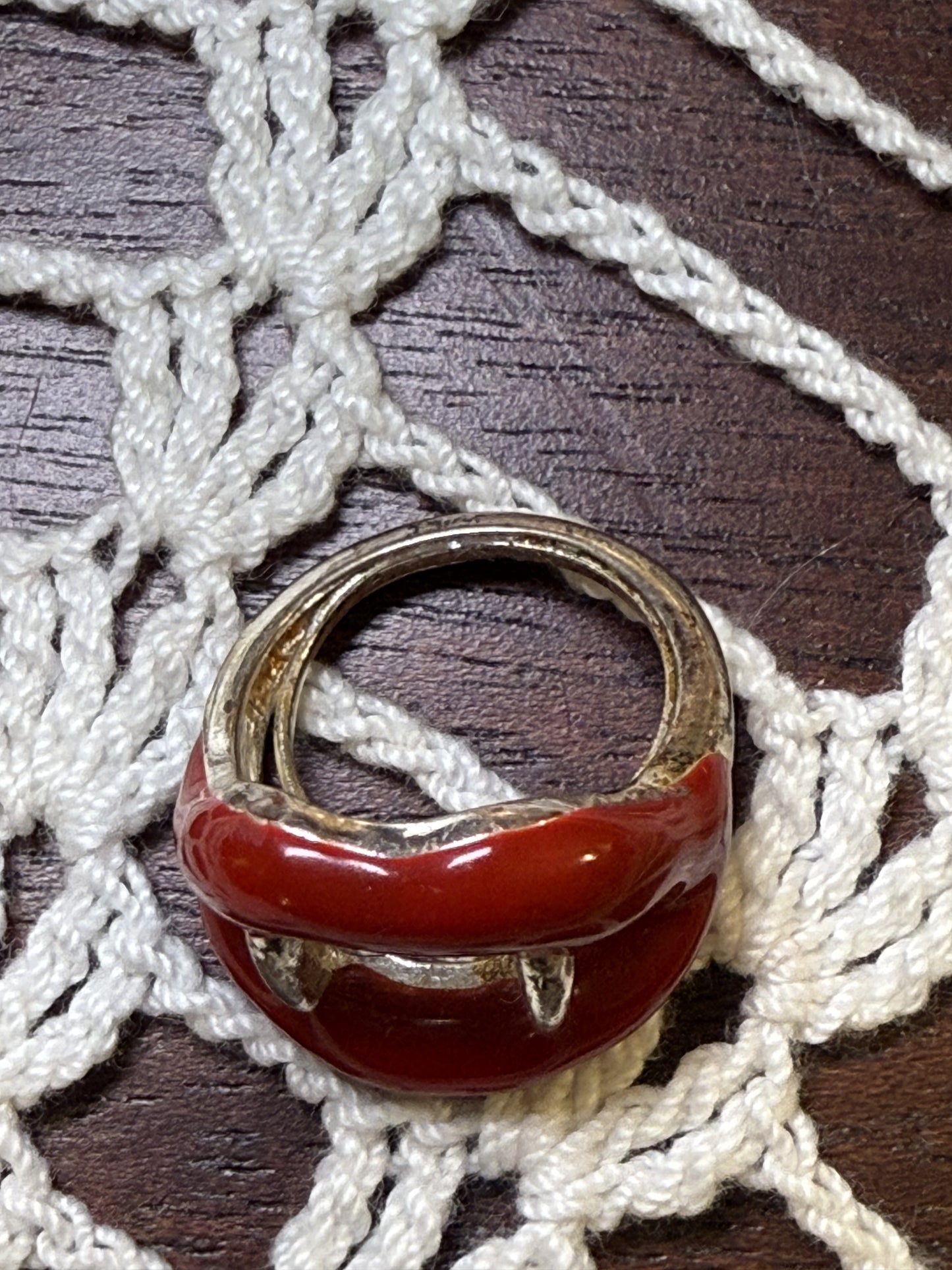 Vintage Pierced Lips with Fangs Ring