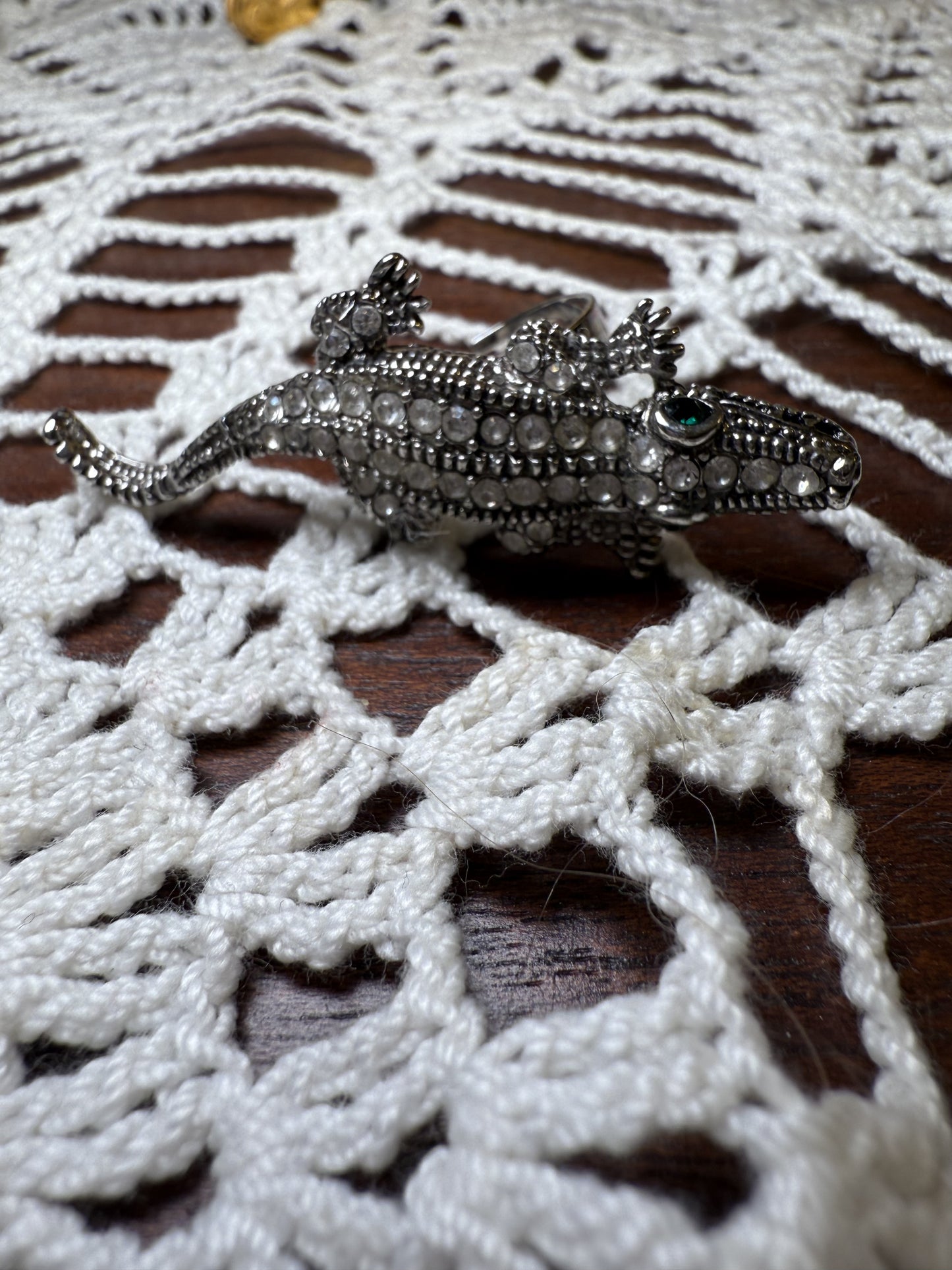 Vintage Crystal Alligator Ring