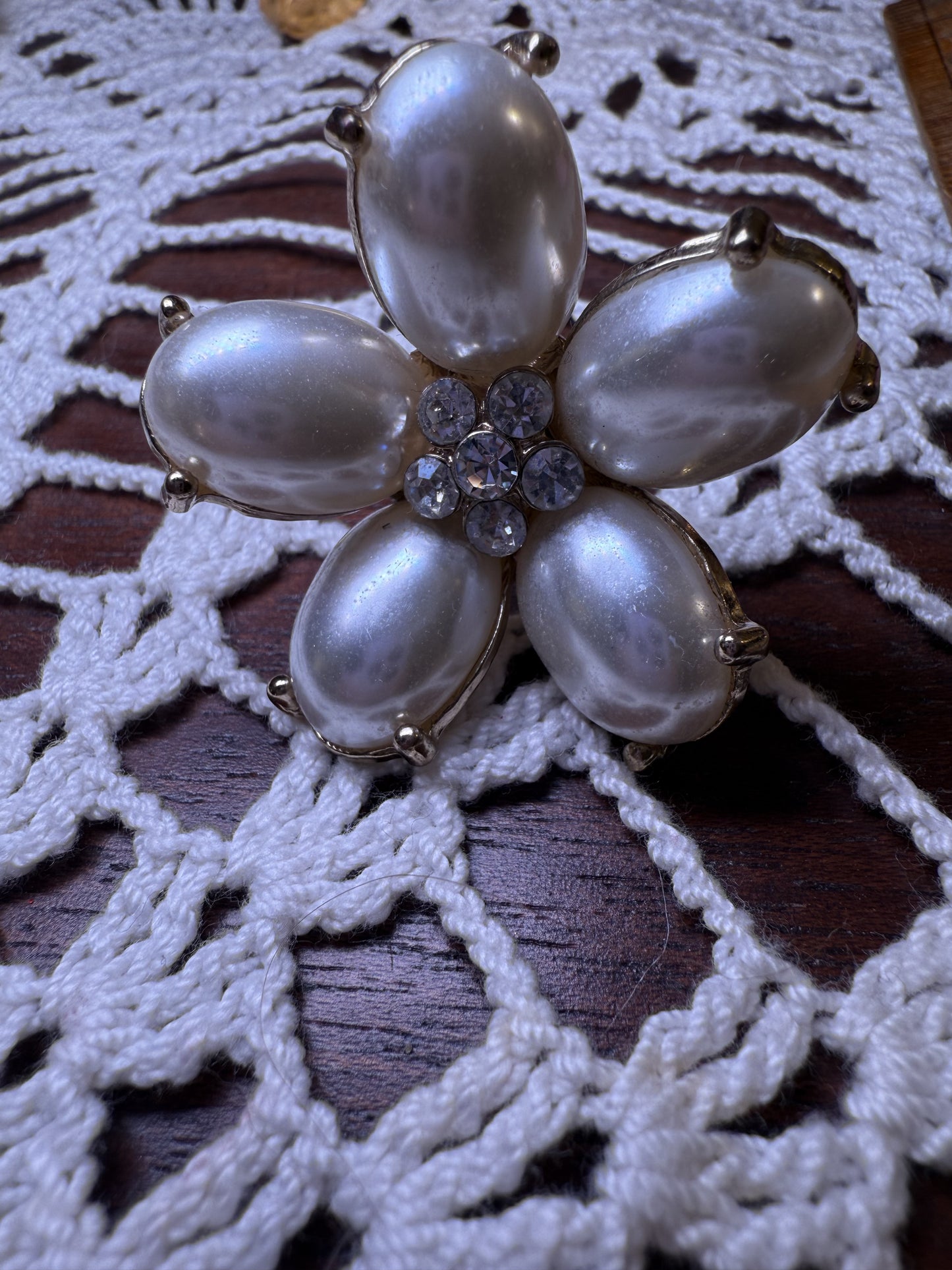 Vintage Pearl Flower Ring