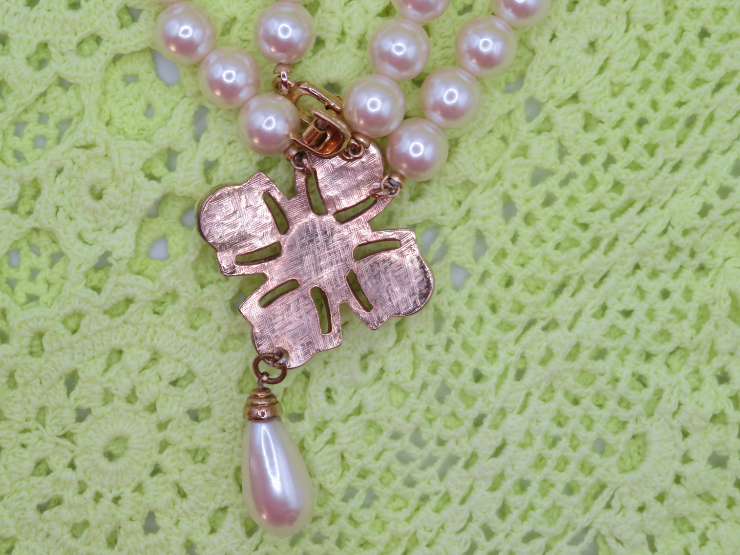 Vintage Byzantine Style Long Pearl Necklace