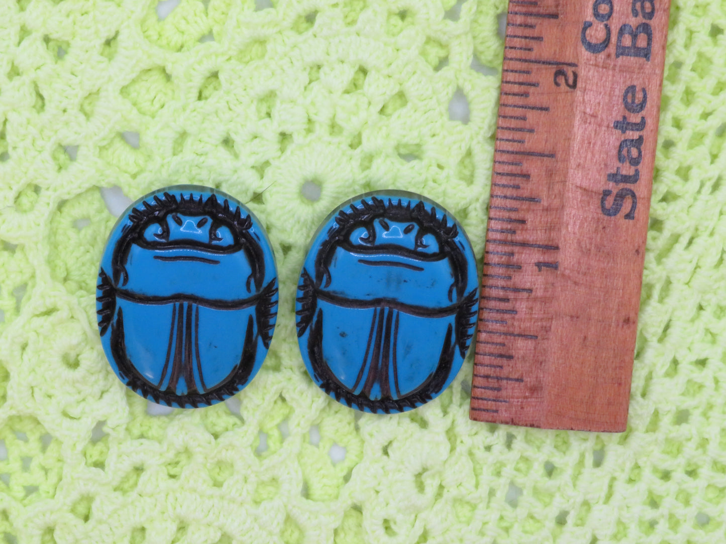 Vintage Chunky Scarab French Clip On Earrings