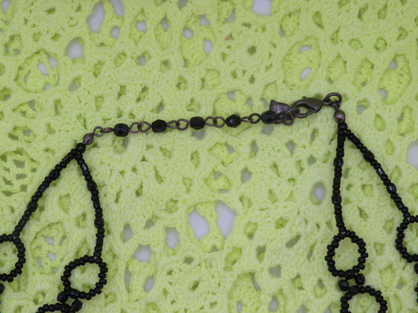 Vintage Gothic Black Glass Crystal Collar Necklace