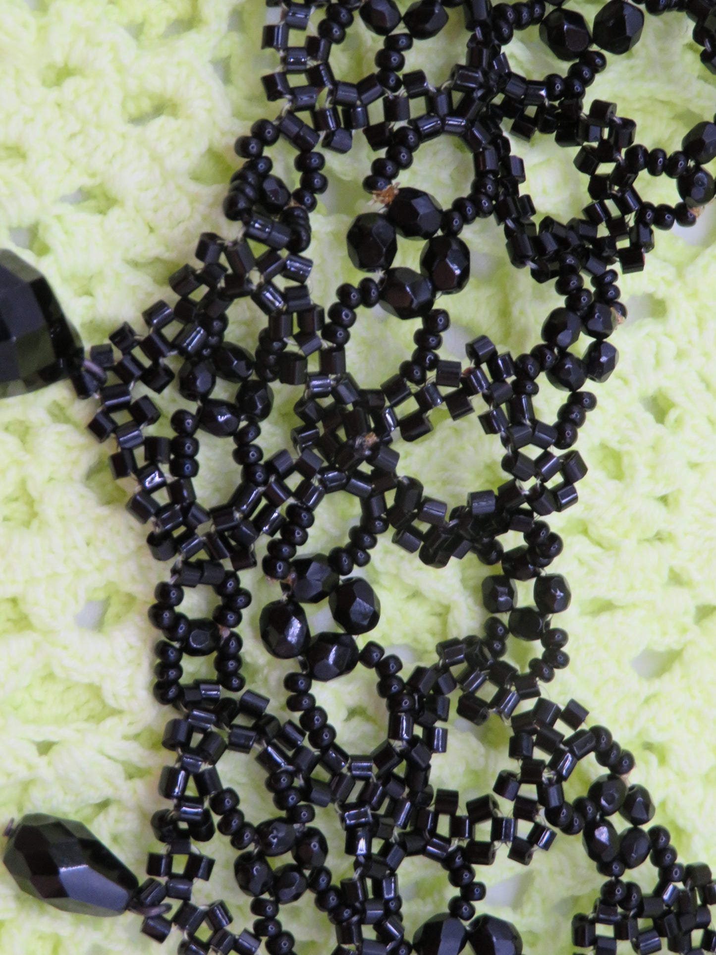 Vintage Gothic Black Glass Crystal Collar Necklace