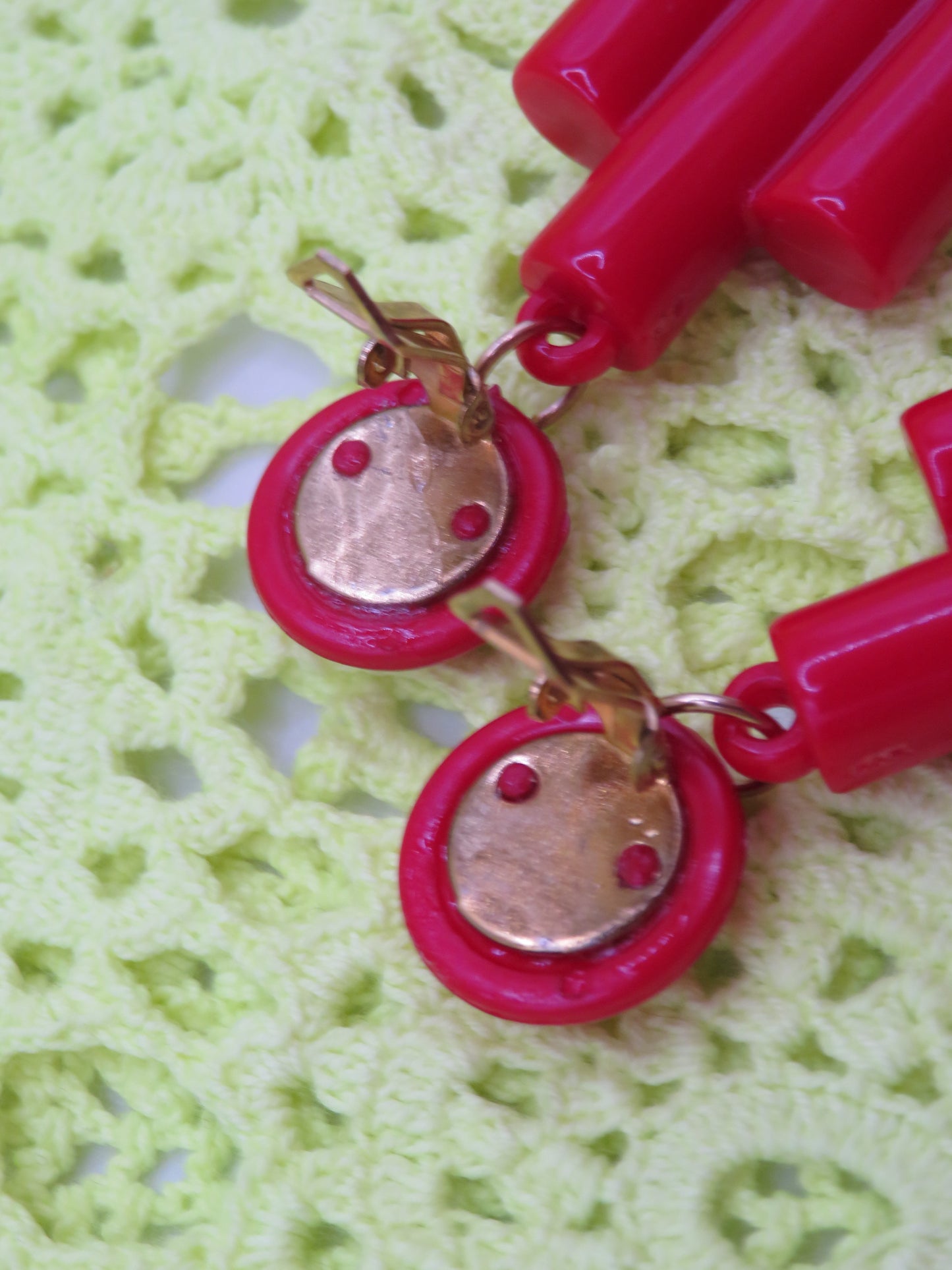 Vintage Huge Cubist Column Clip On Earrings