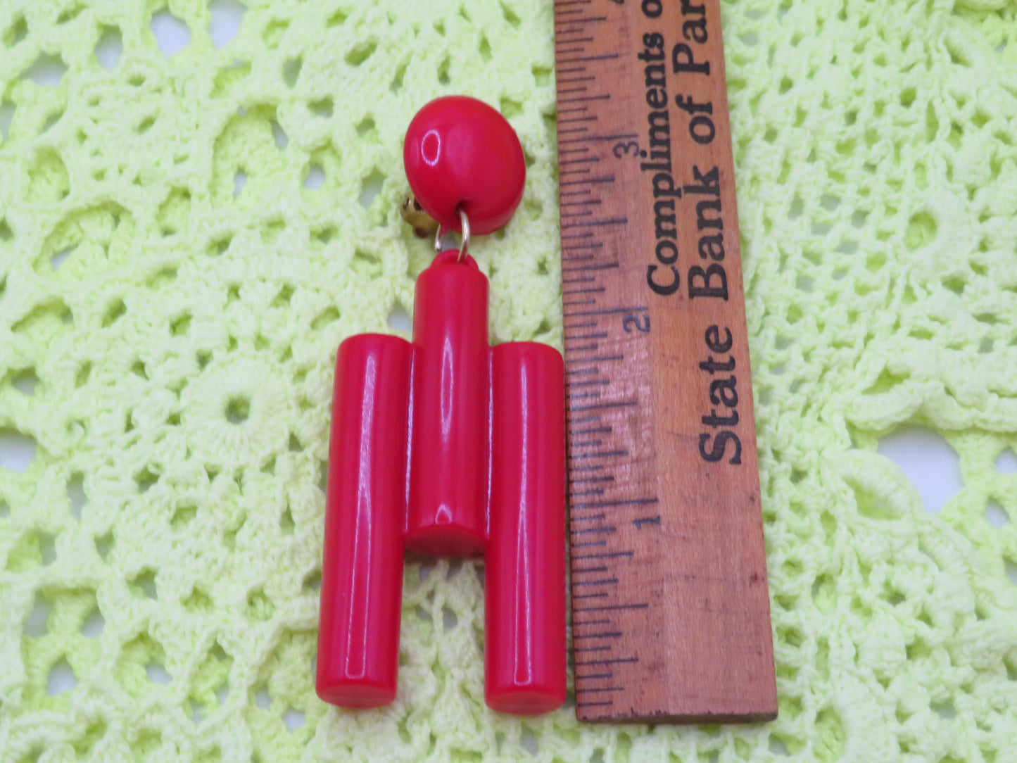 Vintage Huge Cubist Column Clip On Earrings