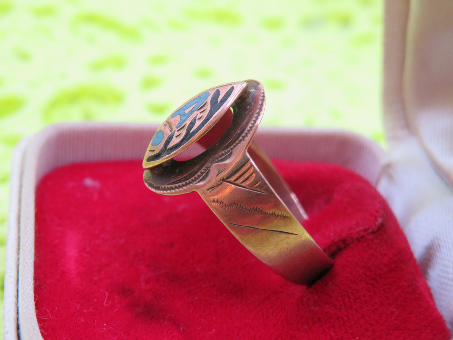 Antique 10K Gold Enamel Italian Bourbon Era Sentimental Ring