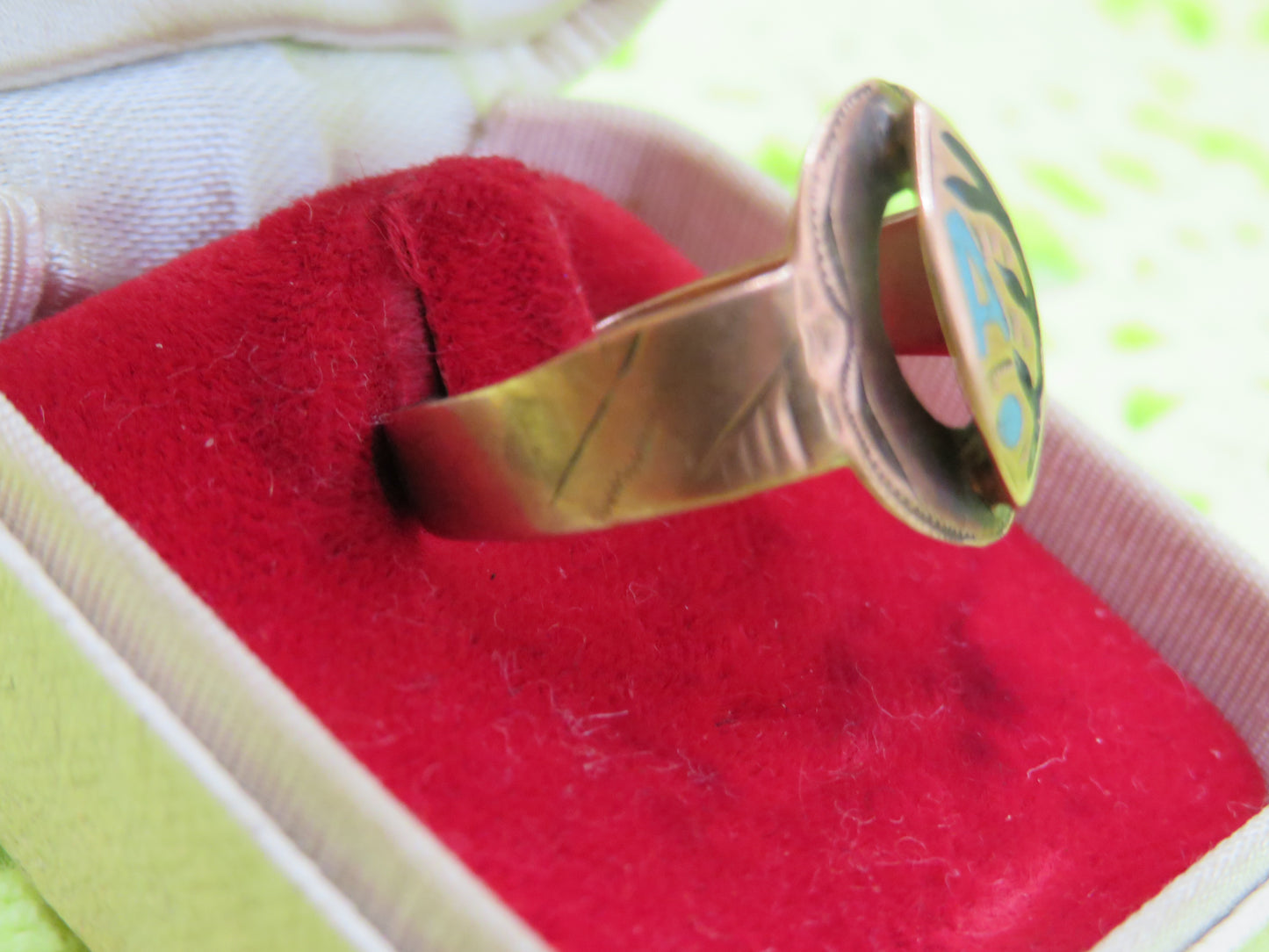 Antique 10K Gold Enamel Italian Bourbon Era Sentimental Ring