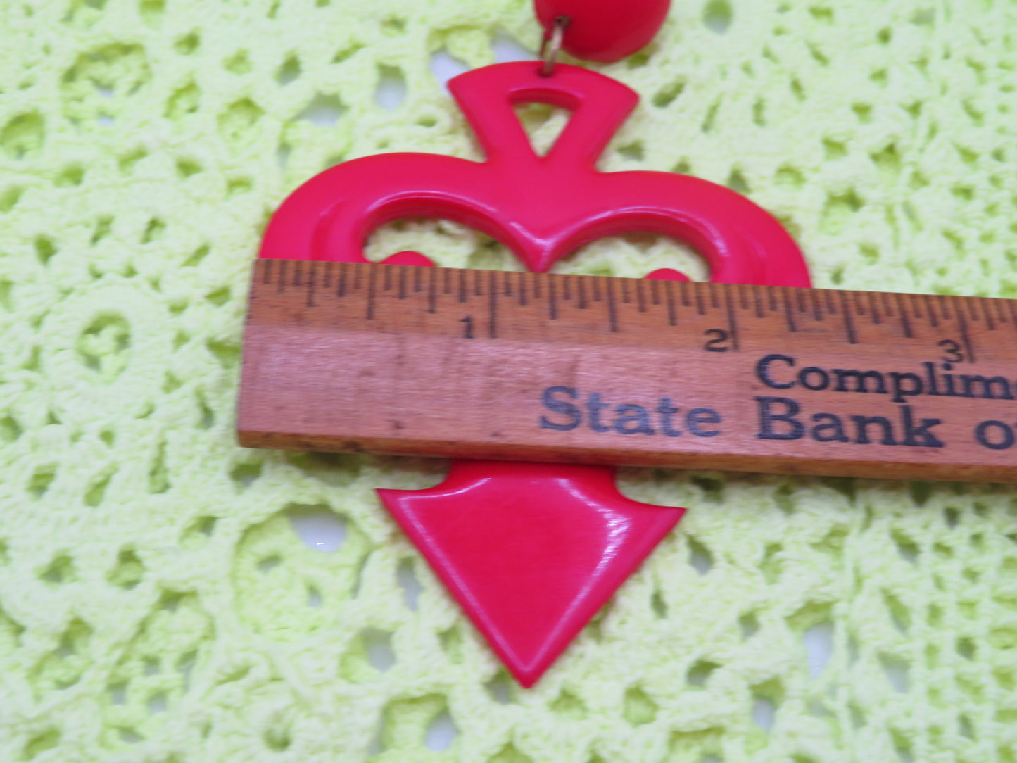 Vintage Huge Devil's Tail Heart Clip On Earrings