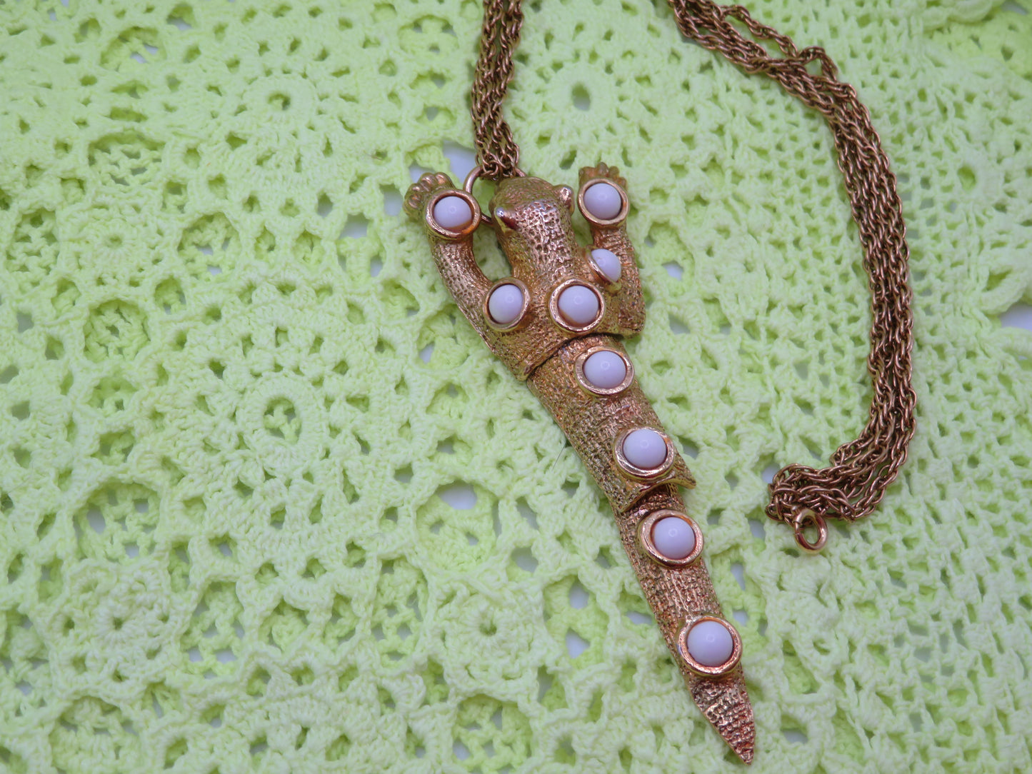 Vintage Panther Cabochon Statement Necklace
