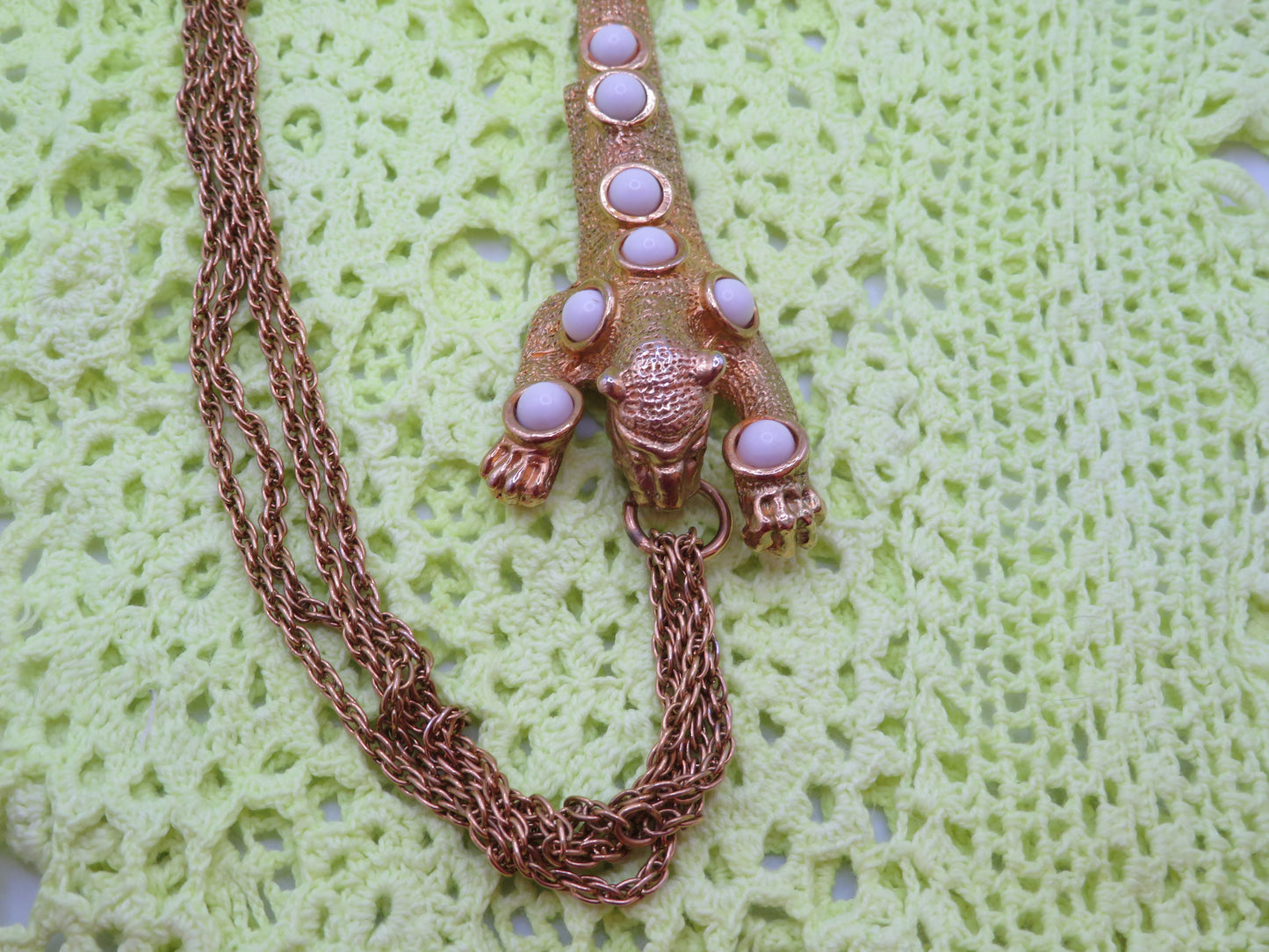 Vintage Panther Cabochon Statement Necklace