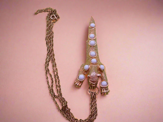 Vintage Panther Cabochon Statement Necklace