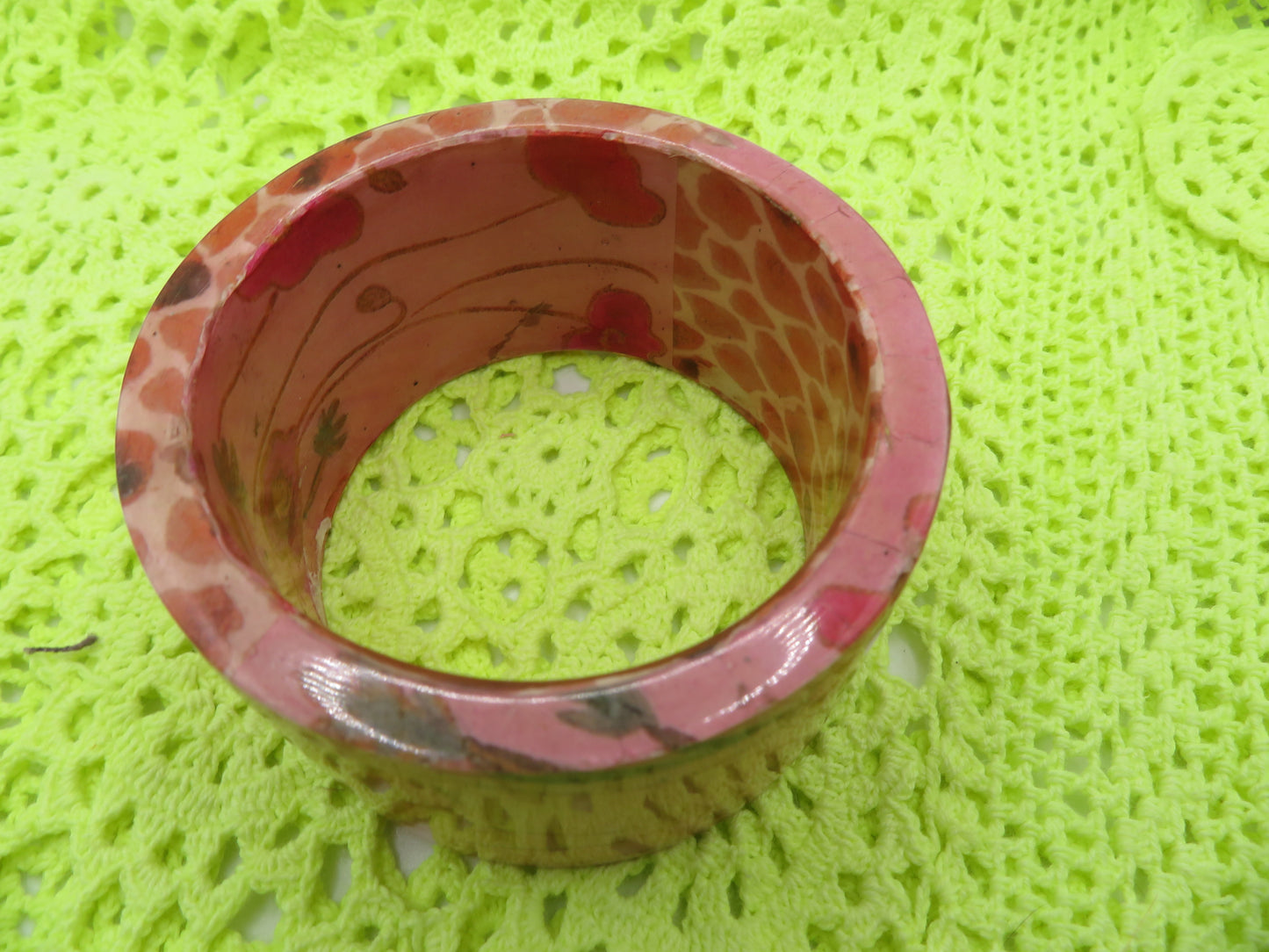 Iris Apfel's Vintage Pink Chunky Collage Flower Bangle