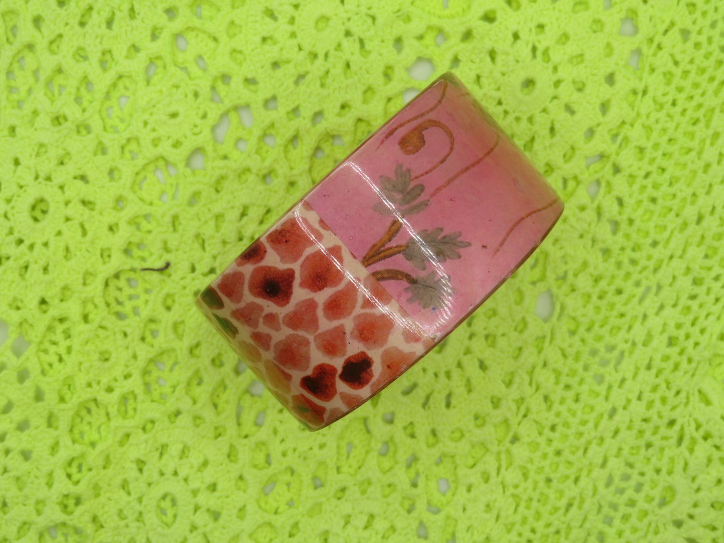 Iris Apfel's Vintage Pink Chunky Collage Flower Bangle
