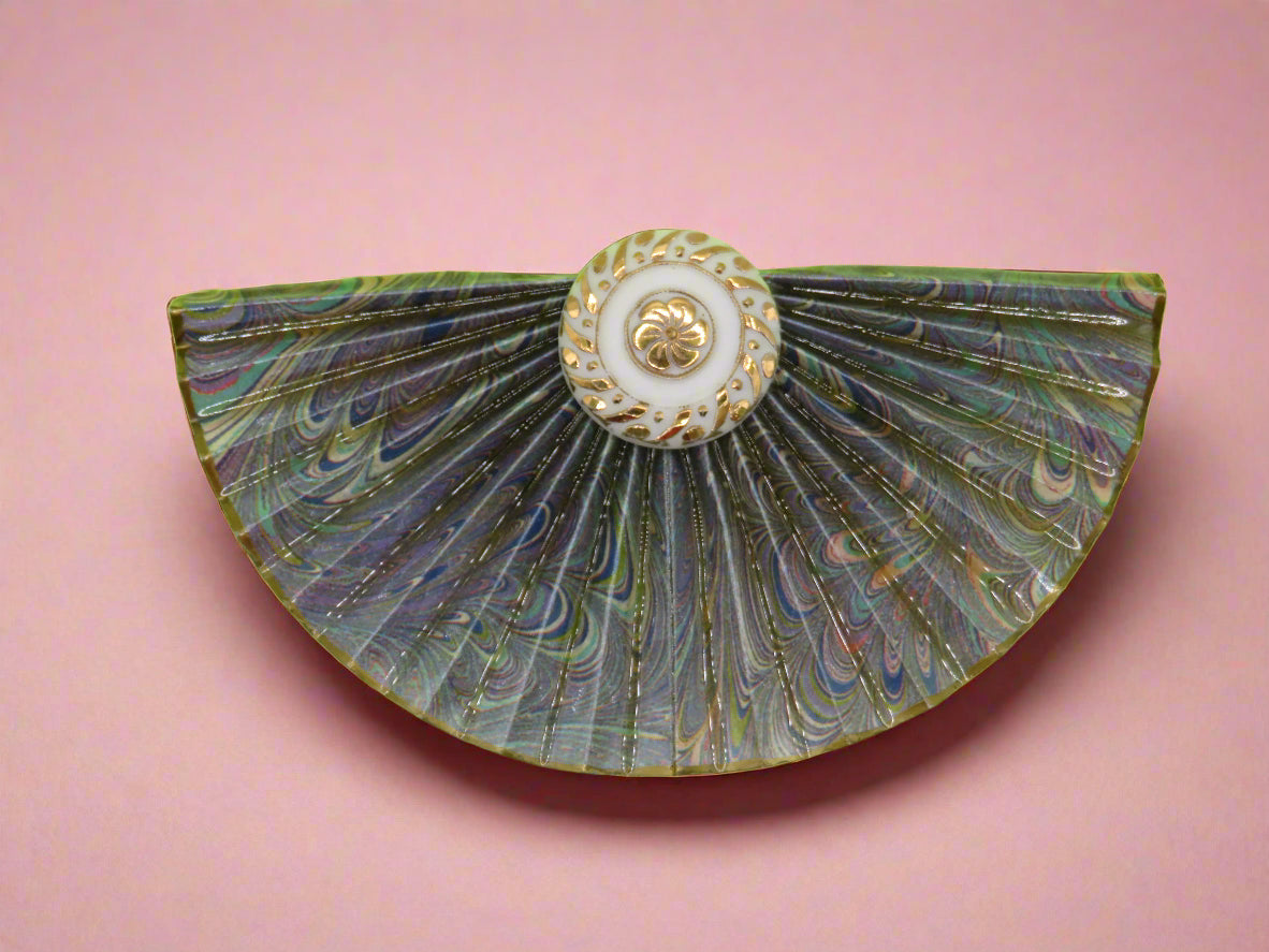 Vintage Huge Metallic Retro Fan Brooch