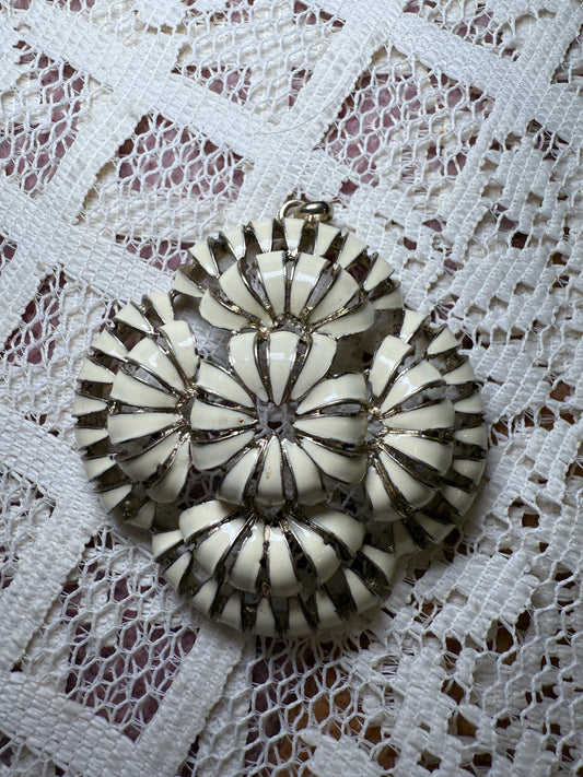 Rare Vintage Midcentury Flower Medallion Pendant