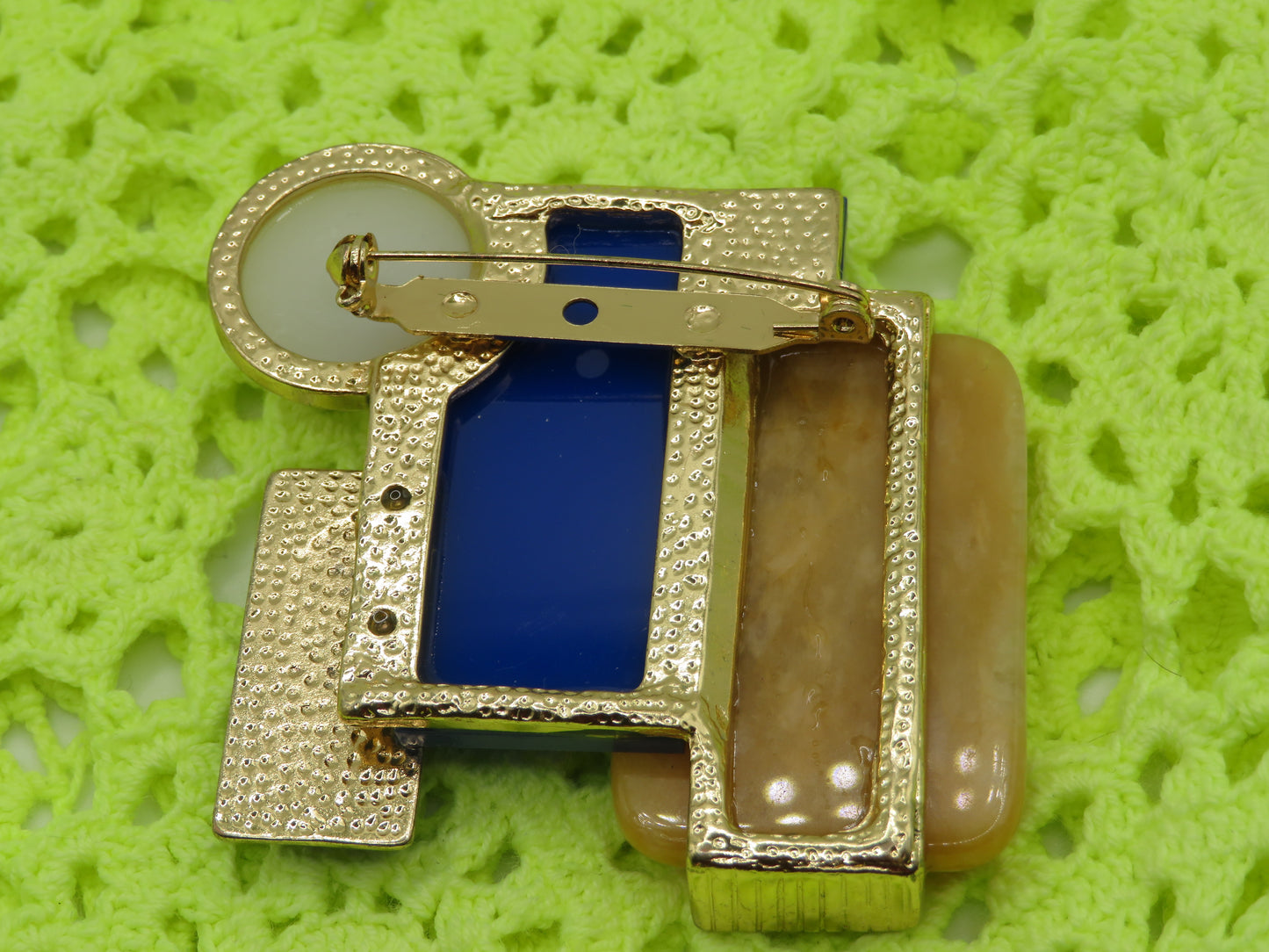 Vintage Geometric Cubist Pearl Brooch