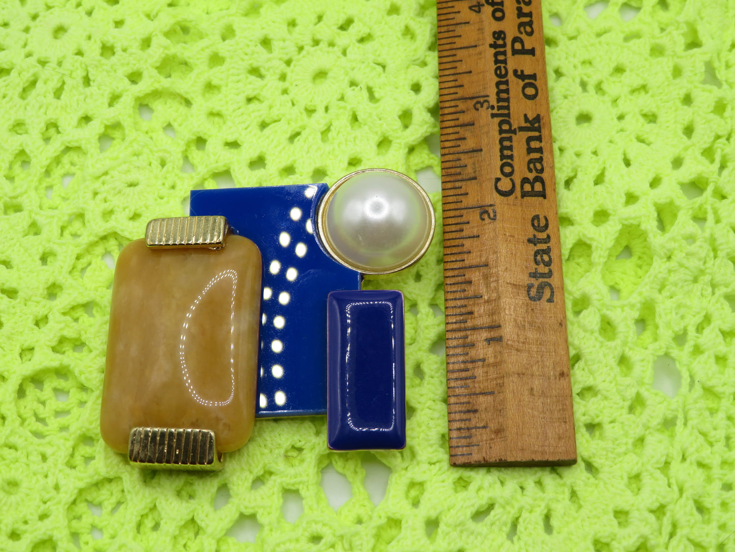 Vintage Geometric Cubist Pearl Brooch