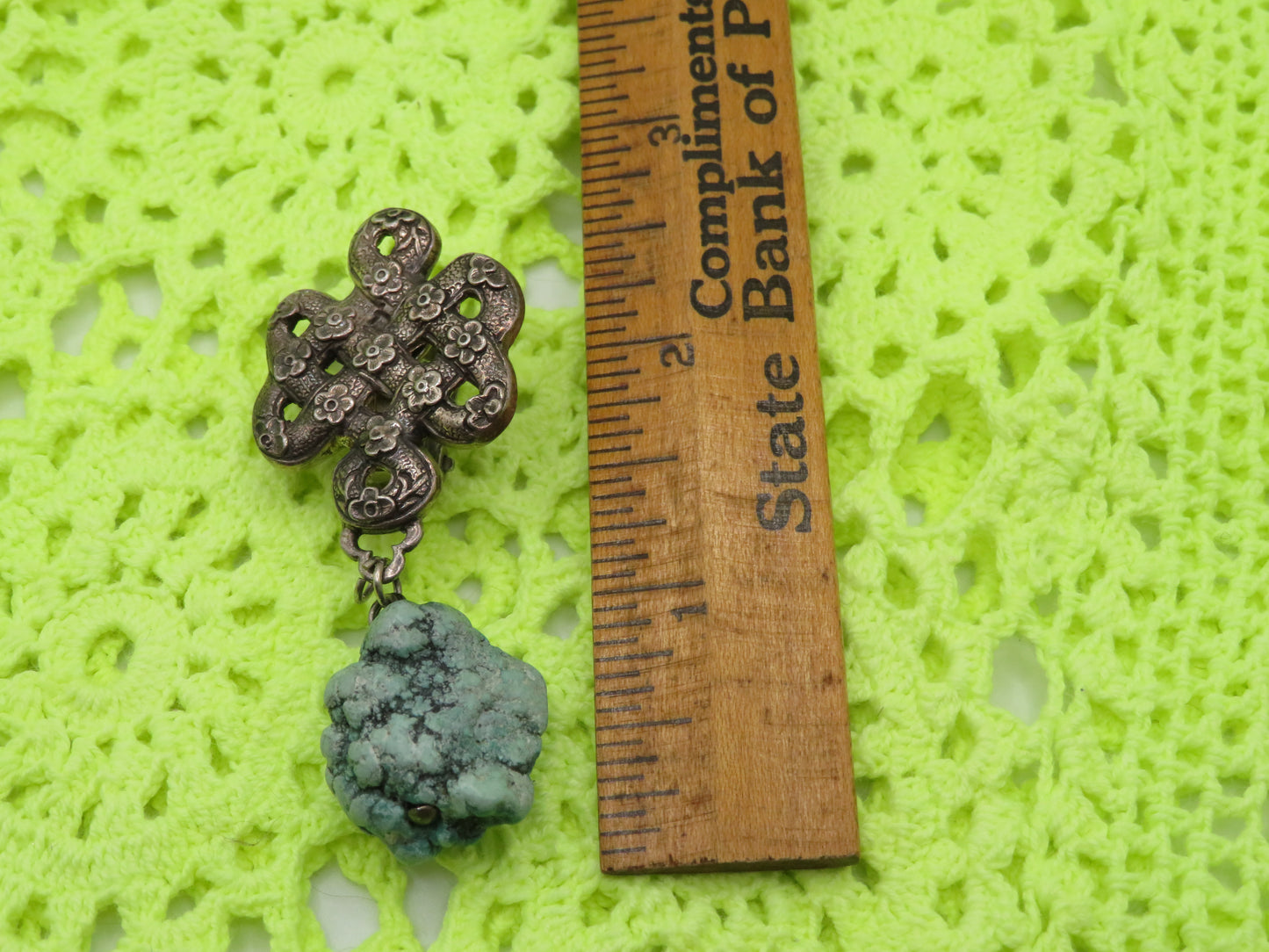 Vintage Stephen Dweck Sterling Silver Turquoise Drop Clip On Earrings